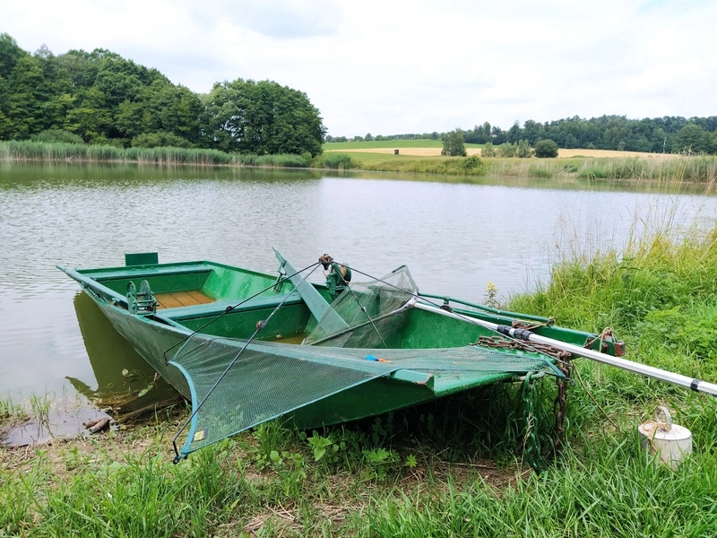 loďka na rybníku